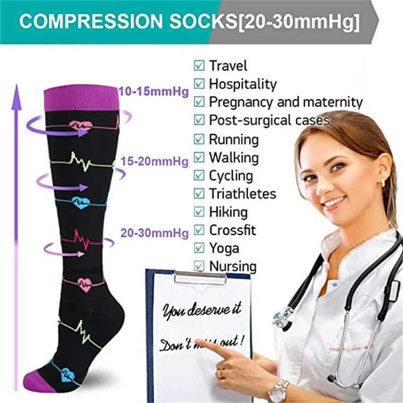 Compression Socks Men Women Running Fitness Travel Golf 2030mmhg Sports Socks Medical Varicose Veins Anti Fatigue Elastic Socks Y251024