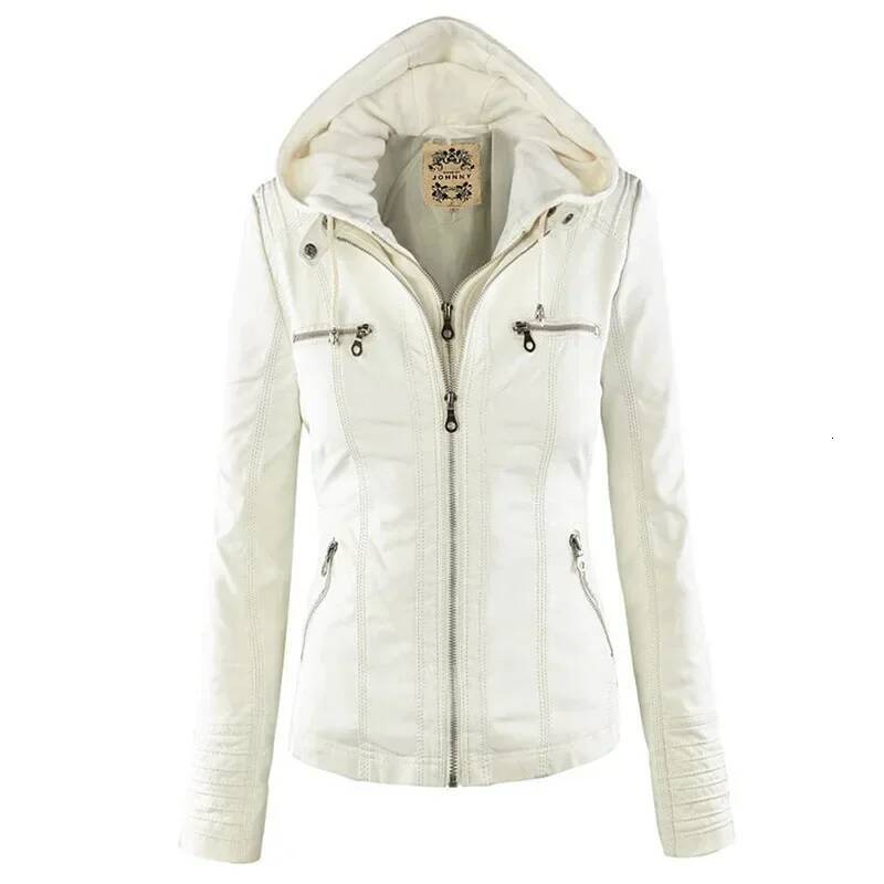 Gothic Faux Women 2025 Hoodies Winter Autumn Motorcycle Black Outerwear Leather PU Basic Jacket Coat dongdumaoyi