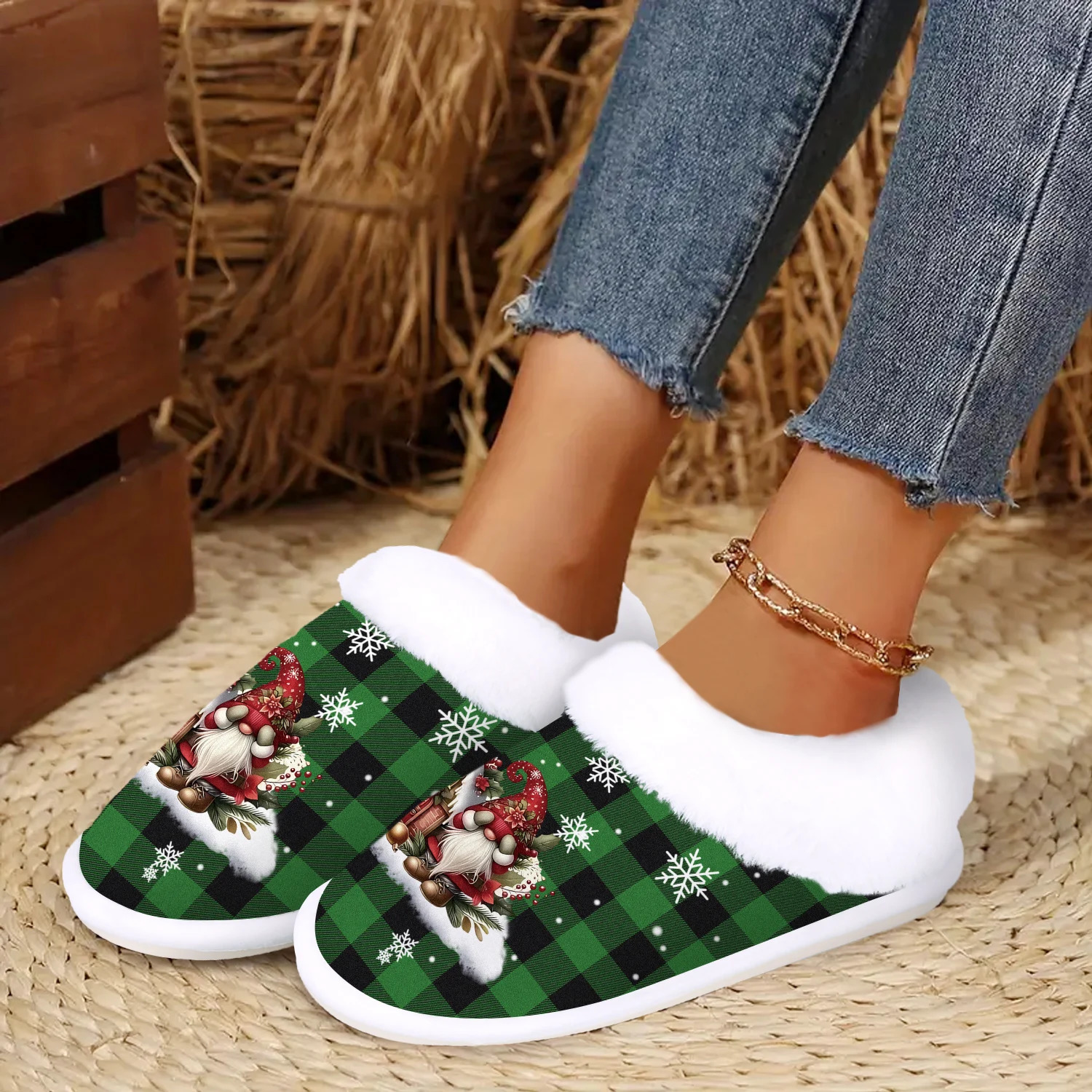 Holiday Gift Adorable Santa Claus Slippers for Home And Outdoors Cozy Footwear Comfortable Fuzzy Indoor Shoes251020