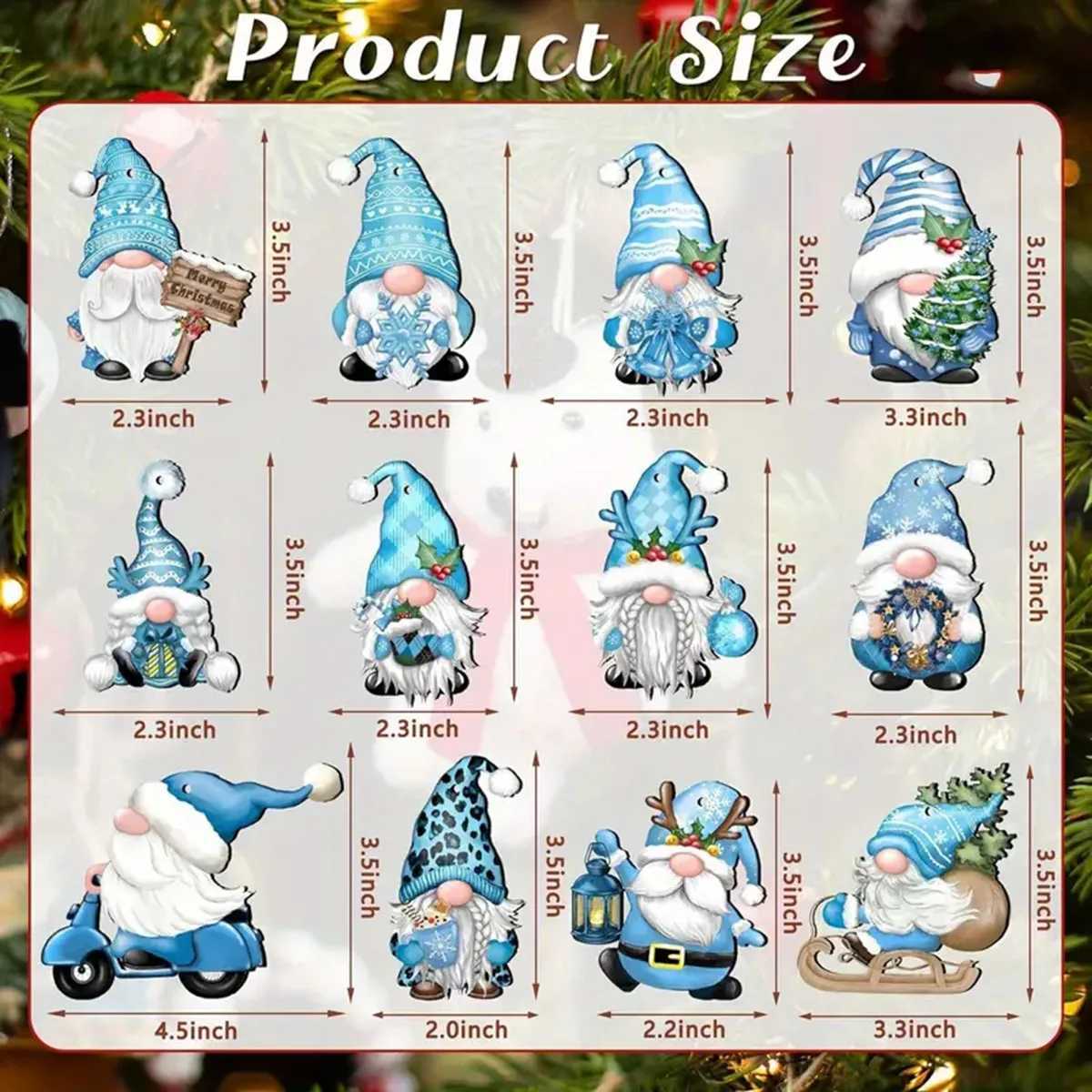 12 wooden Christmas and winter blue dwarf decorations perfect for Christmas and outdoor holiday parties C251024