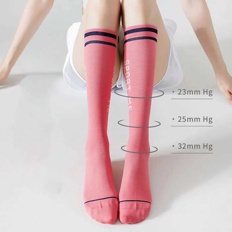 Compression Socks For Women Professional Sports Fitness Running Cycling Women Socks Highly Elastic Breathable Shaping Long Socks Y251024