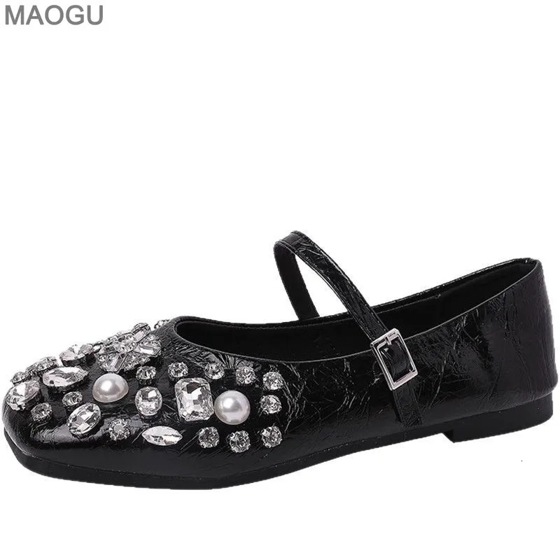 Fashion Silver Rhinestone Mary Jane Shoes Womens Spring Summer Versatile Casual Flats for Daily Wear Comfortable Slip on Shoes 251023