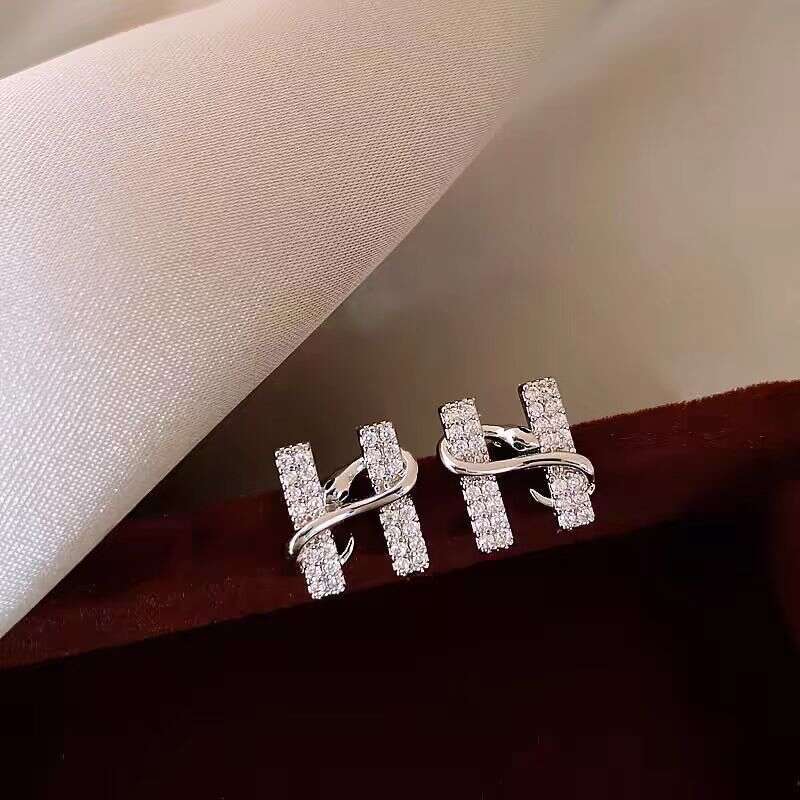 Earrings Designer luxury earrring Golden snake letter H Zircon inlay High-end New Style copper plated with 18K gold Festival vacation gift