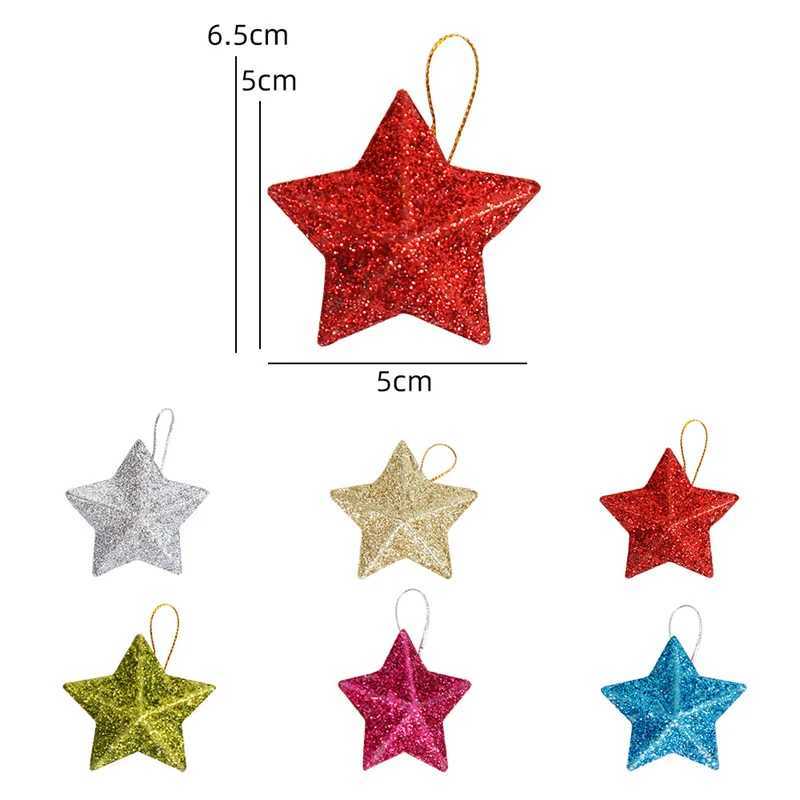 Gold Glitter Star Ornaments Christmas Tree Hanging Pendant 2025 Christmas Decorations for Home Navidad New Year Party DIY Gift C251024