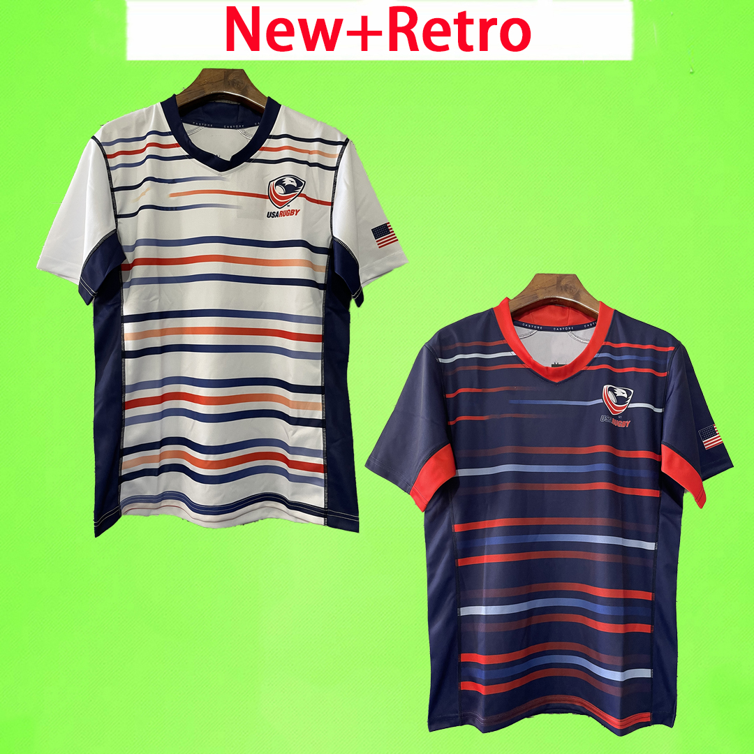 New + Retro 2023 2024 2025 2026 USA Rugby Jerseys home away S-5XL shirts T 23 24 25 26 27 short sleeve Training uniform Fans version union national team blue white