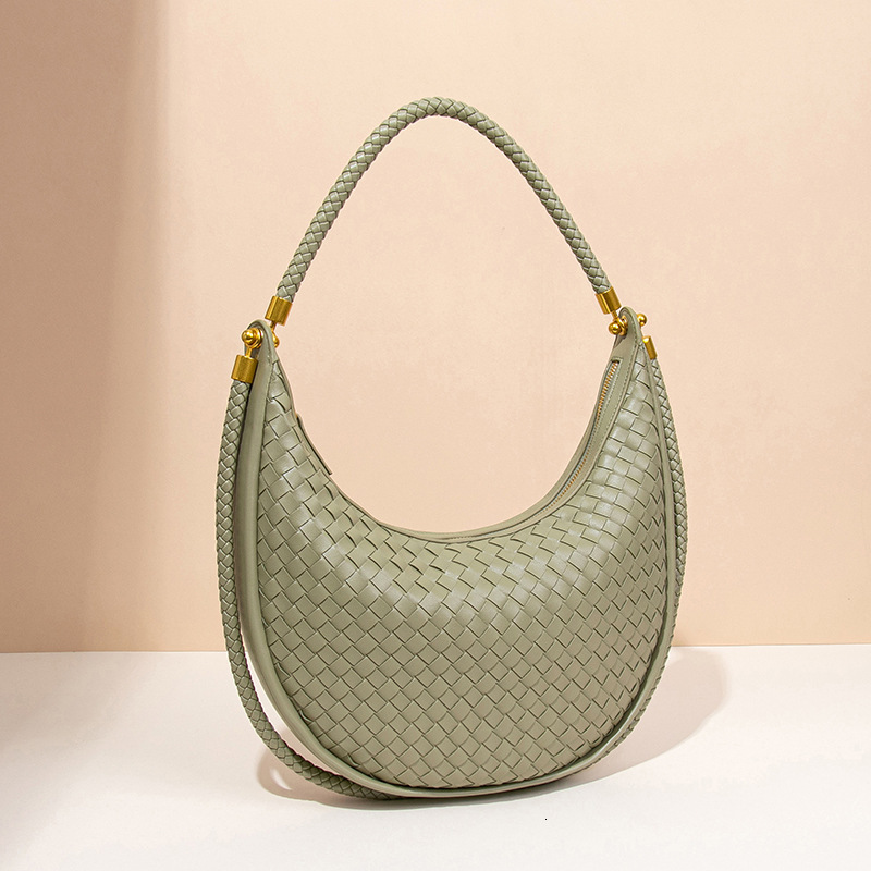 Spring Summer New Woven Women's High-end Luxury Crescent Single Shoulder Crossbody Handheld Underarm Half Moon Bag