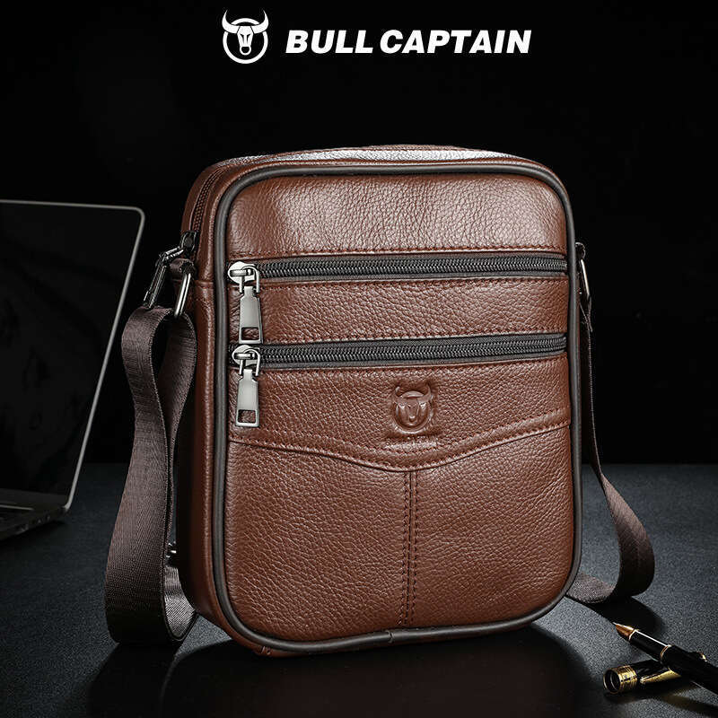 Captain Cow Goods Men S Genuine Leather Single Shoulder Crossbody Top Layer Cowhide High End Feel Inch Flat Vertical Cash Bag High Quality