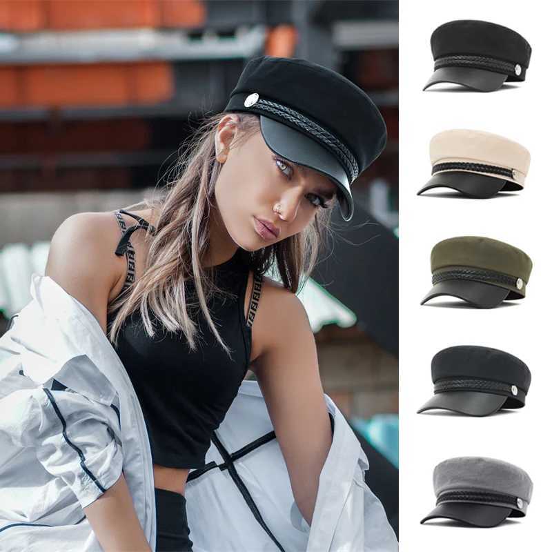 Vintage Unisex Cotton Cabbie Flat Fiddler Sailor C Flat Top Newsboy Hats Berets Y251025