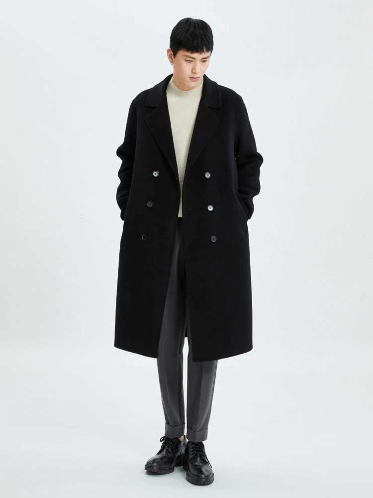HighEnd Mens Coat 100 Pure Wool Winter Thickened Outerwear Coat DoubleBreasted Trendy Coat Fashionable AllMatch Trench CoatT251025