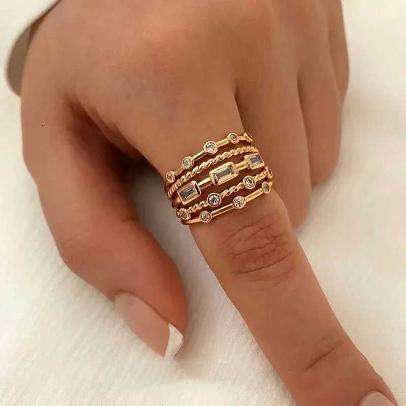 2025 New Stainless Steel 18 K Gold Plated Sun Rings for Women Natural Stone Inlaid in Hollow Metal Texture Ring Trendy JewelryXJ251025