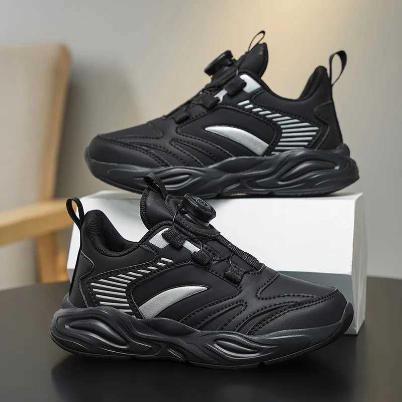 Chunky Style Children Boys Sneaker Black Lightweight Autumn PU Leather Kids School Casual Sports Shoes for BoyT251025 XJ260303