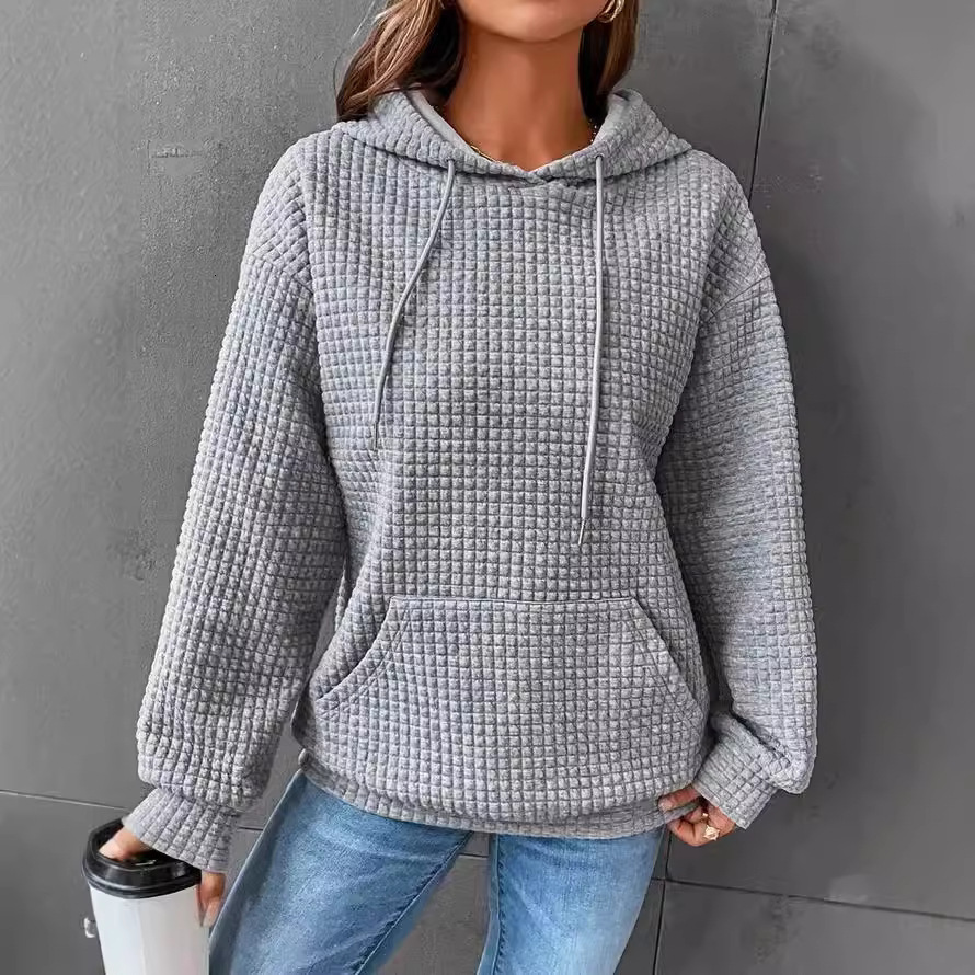 2025 Loose Pullover Long Sleeve Sweatshirt for Women with Drawstring, Drop Shoulder, Kangaroo Pocket Hoodie
