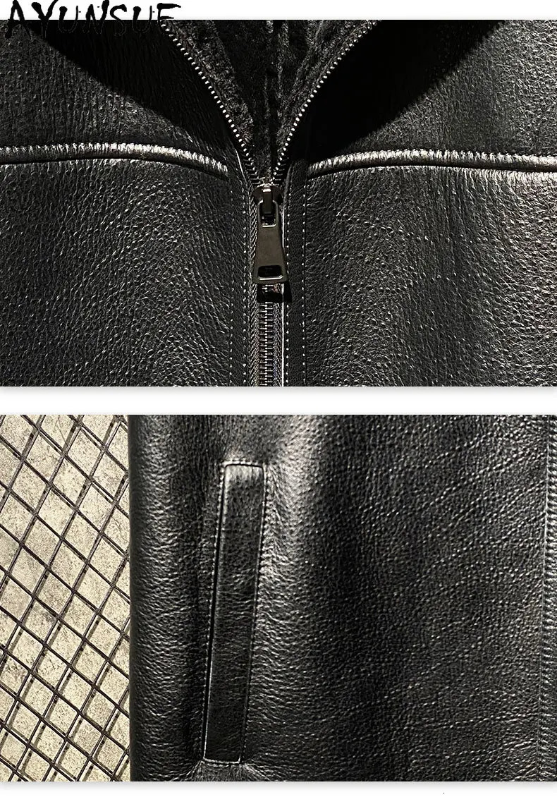 AYUNSUE Natural Sheepskin Fur Vest 2025 Slim Winter Clothes Mens Fur Sleeveless Jackets Fashion Genuine Leather Jacket Men Warm 251020