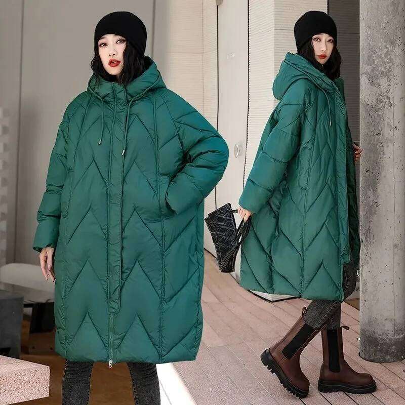Oversized Thicken Down Cotton Jacket For Women Winter New Retro Chinese Style Hooded Coat Female Cotton Warm Parker Overcoat