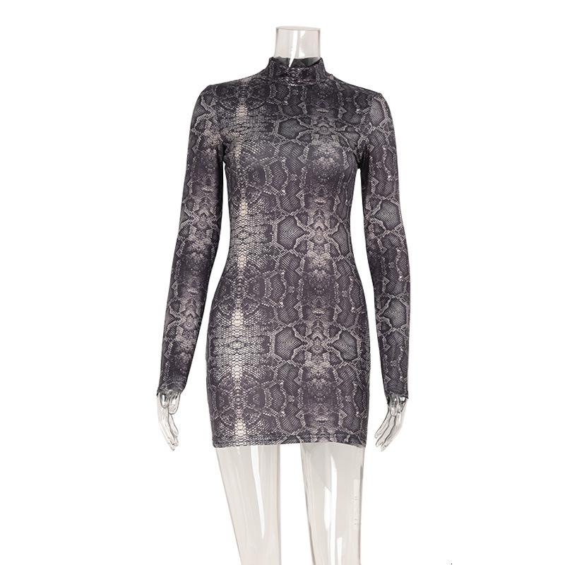 European and American designer style fashionable and sexy women's leopard print sexy tight fit new dress round neck long sleeved short skirt