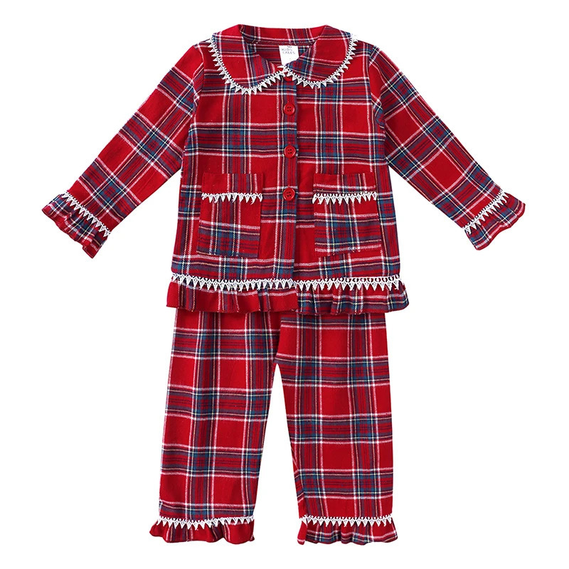Christmas Pyjamas Sets for Kids 113 Years Cotton Loungewear Sibling Pajamas Winter Baby Boys Girls Soft Plaid Children Clothes 251023