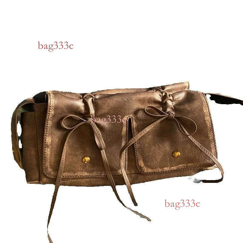 Korean Fashion Versatile Multi-Pocket Drawstring Pleated High-End Handbag Shoulder Trendy Handheld Bag Cowhide Woven Bag