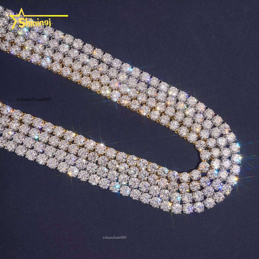 Iced Out Bracelet Hip Hop Men 4mm D VVS Silicon Stone Jewelry Sier Gold Tennis Chain Necklace