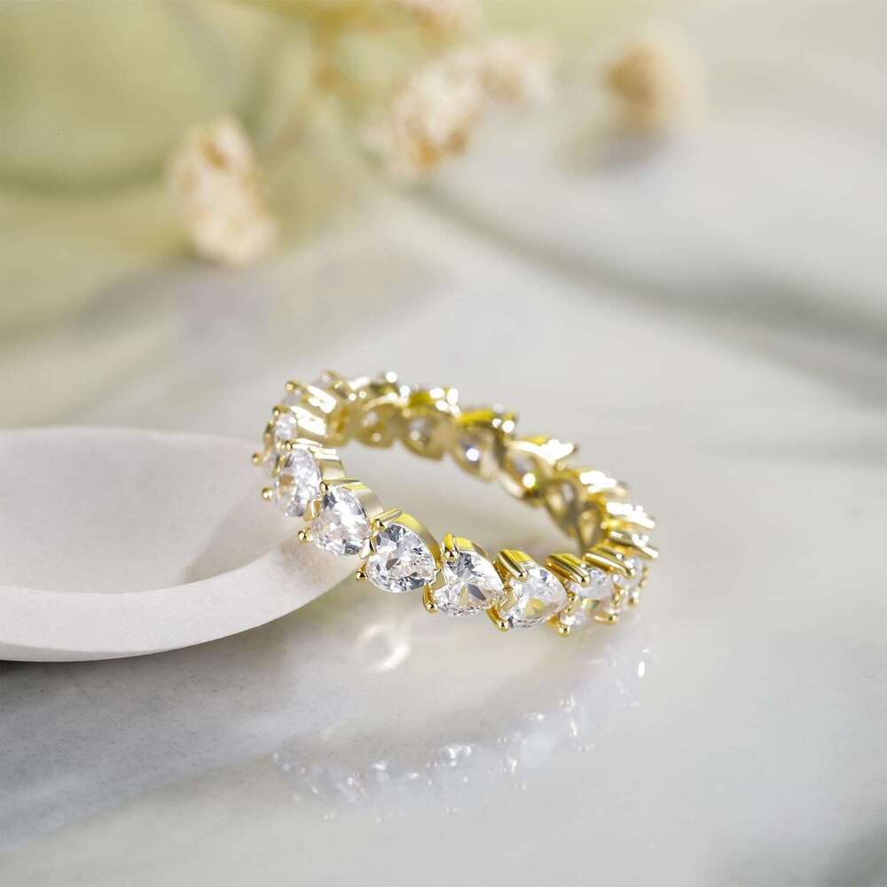 Wedding Band Women Infinity Heart-Shaped Cubic Zirconia Ring Engagement Stacking Promise Rings for Her Size 4-10