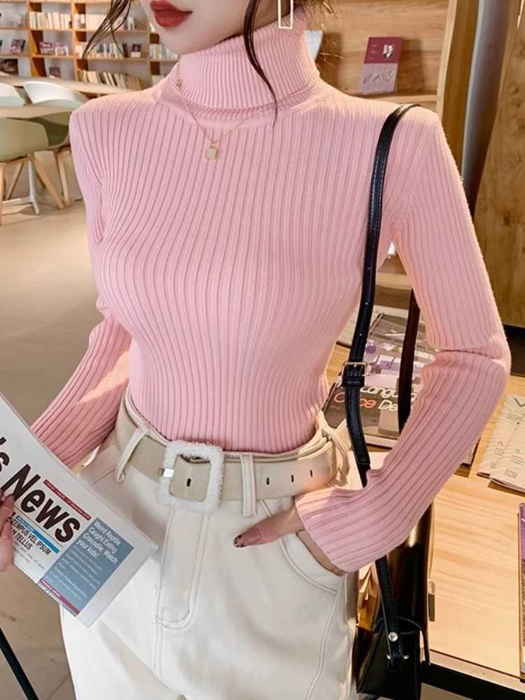 2025 Casual Slim Knitted Pullover Autumn Winter Thick Turtleneck Sweater Base Sweater Korean Style Simple Base Layer Warm TopsT251025