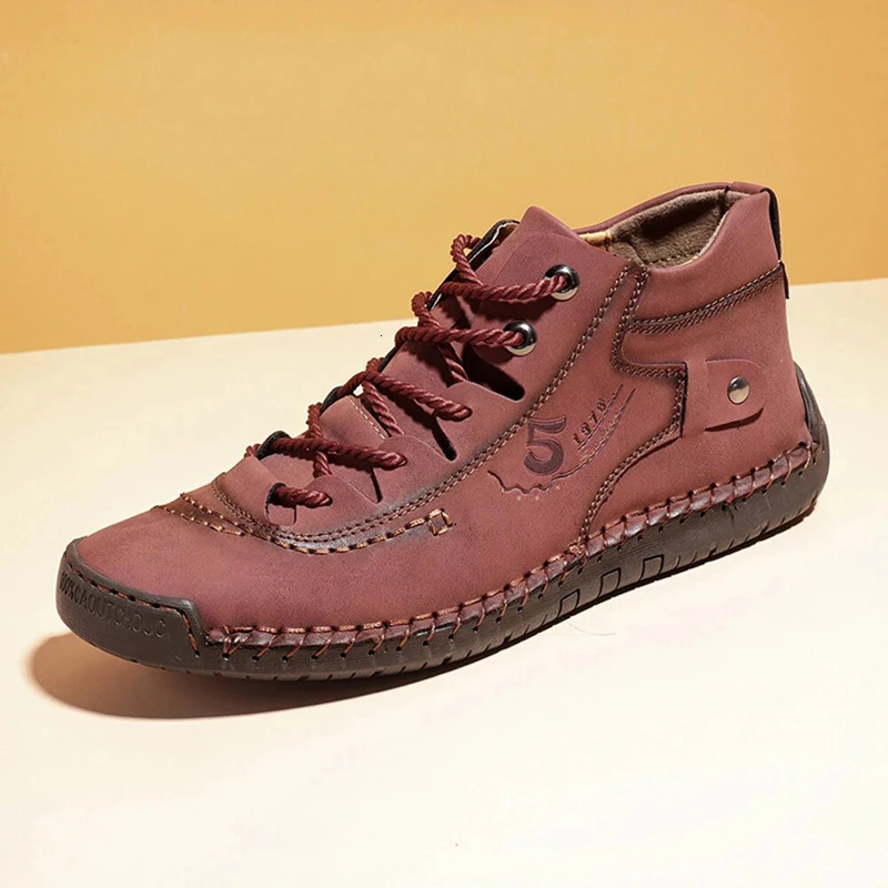 Handmade Leather Casual Men Shoes Ankle Boots Men Loafers Comfort Walking Shoes Men Flats Moccasins Shoes Plus Size 251023