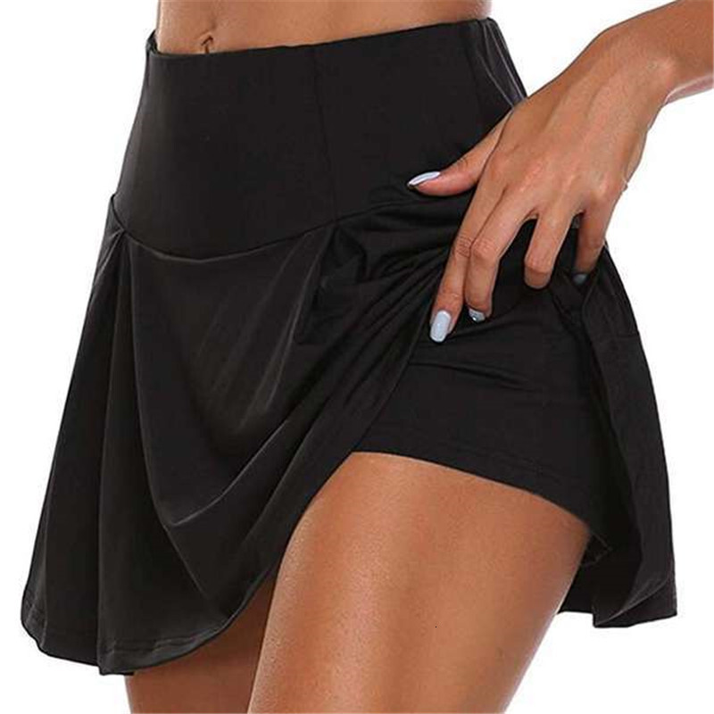 2025 Summer Basic Women's Solid Color Fake Two-Piece Leggings Skirt