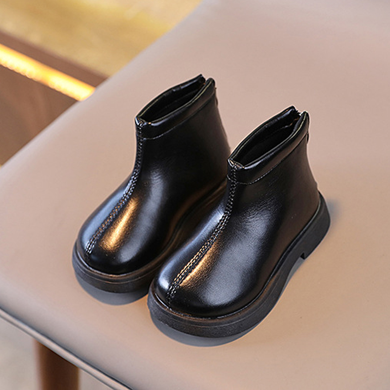 Girl Boots Design Kids Girls Ankle Boots Children Toddler Short Leather Boots Kidsnest Black Brown Color Side Zipper Sizes 22 - 31 K1184