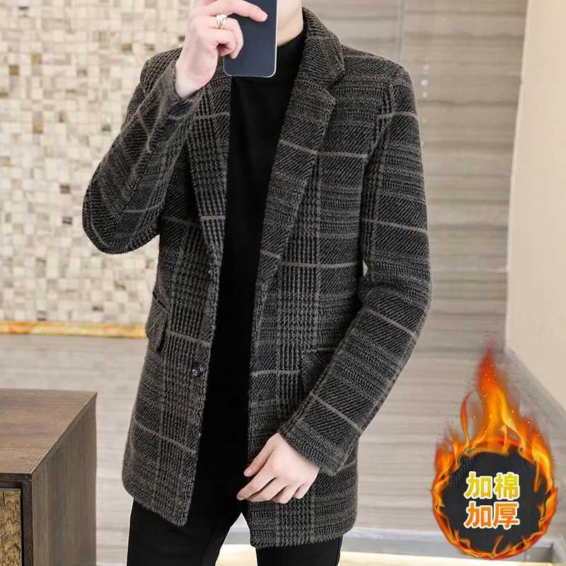 2025 Winter New Mens High Quality Medium to Long Length Cotton Warm American Single breasted Woolen Jacket CoatT251025