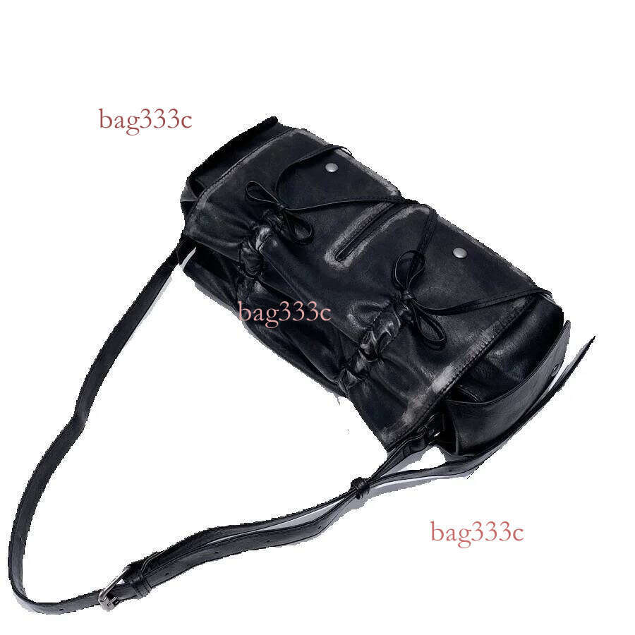 Korean Fashion Versatile Multi-Pocket Drawstring Pleated High-End Handbag Shoulder Trendy Handheld Bag Cowhide Woven Bag