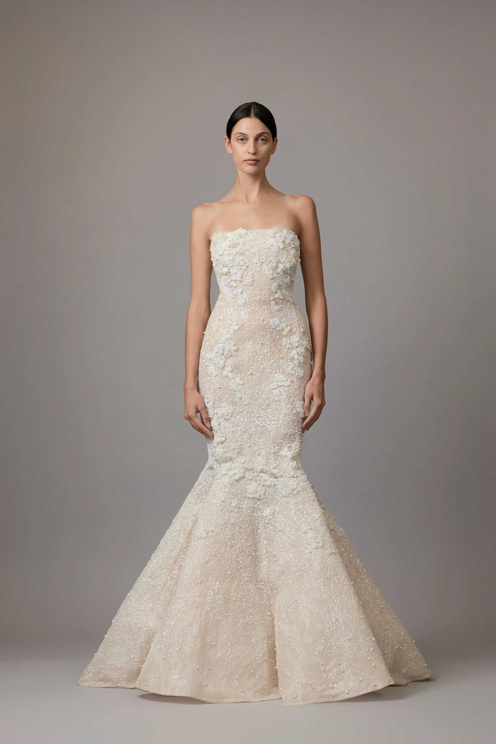 Gracefu lMermaid Gown Wedding Dress Strapless Appliques Pattern Lace Bridal Gowns Big Size Vestidos De Novia Custom Size Colour