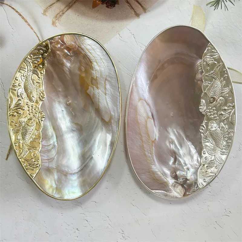 Natural Polished Shell Fruit Plate Caviar Dish Hotel Table Display Prop Pearl Shell Tray for Party He Decoration Y251025