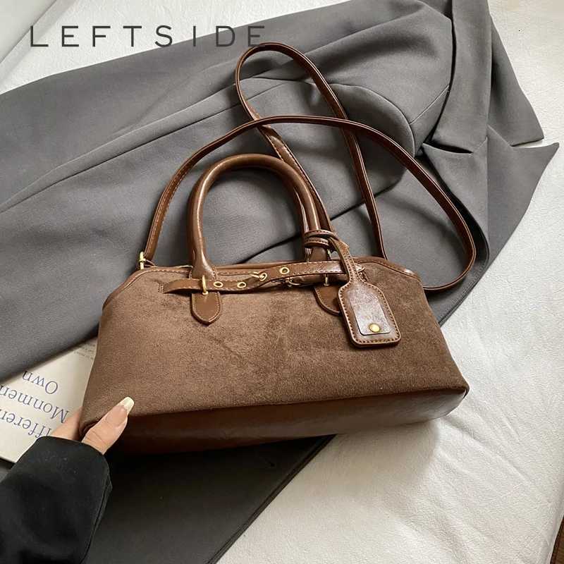 LEFTSIDE Women PU Suede Shoulder Bag 2025 Winter Retro Short Handle Tote Bag Luxury Designer New Trend Handbags and Purses Z251024