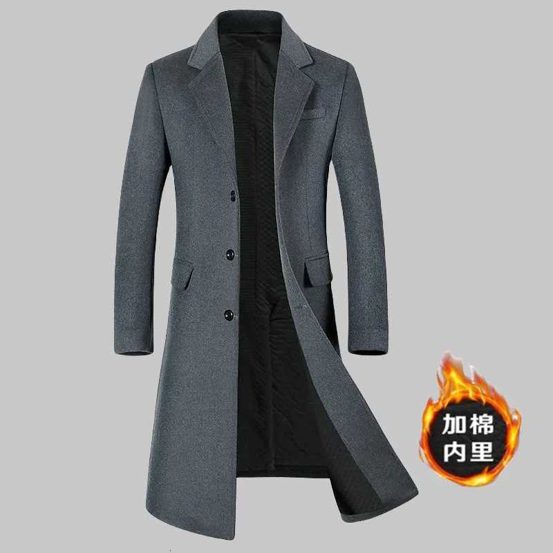 Mens Solid Color Simple Basic Casual Trendy Elegant Turndown Collar Singlebreasted Wool Coats Male New Fashion Jacket ClothesT251025
