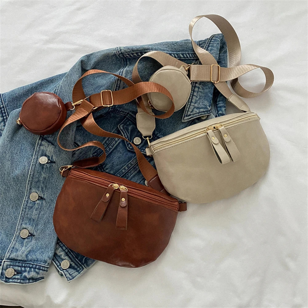 Crossbody Bag with Small Purse Sports Waist Packs PU Leather Portable Fashion Simple Adjustable Strap for Weekend Vacation 251023