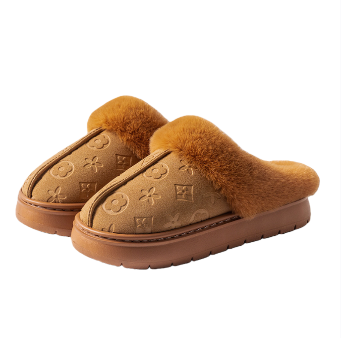 Free shipping Designer Patterned Slippers with Plush Collar & Multi-Color Detail Daily Occasion Wear Fashion Stylish Versatile Trendy