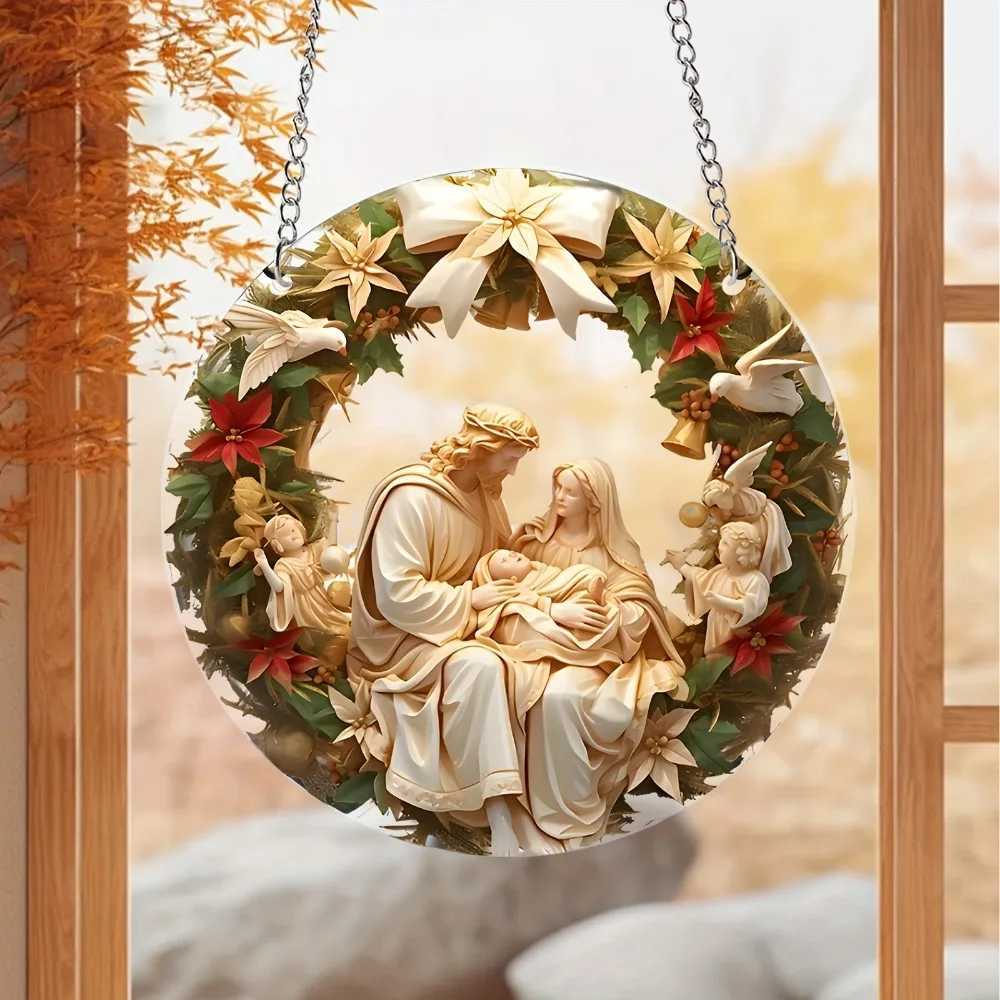 2D Saint Mary Pendant Christmas Gift Christmas Ornament Acrylic Car Pendant Prayer Pendant for Home Garden Decor Christmas Decor C251024