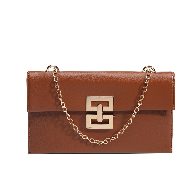 Luxury Brand Designer Bag Women's Bag Brown PU Leather Small Square Bag 2025 New Vacation Style Chain Flap Twist Lock Single Shoulder Crossbody B