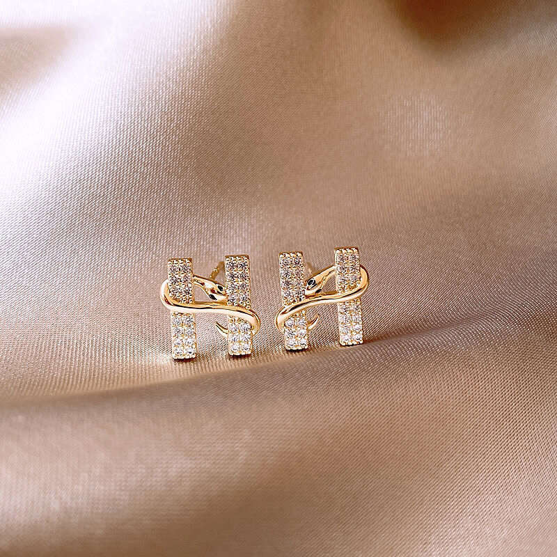 Earrings Designer luxury earrring Golden snake letter H Zircon inlay High-end New Style copper plated with 18K gold Festival vacation gift