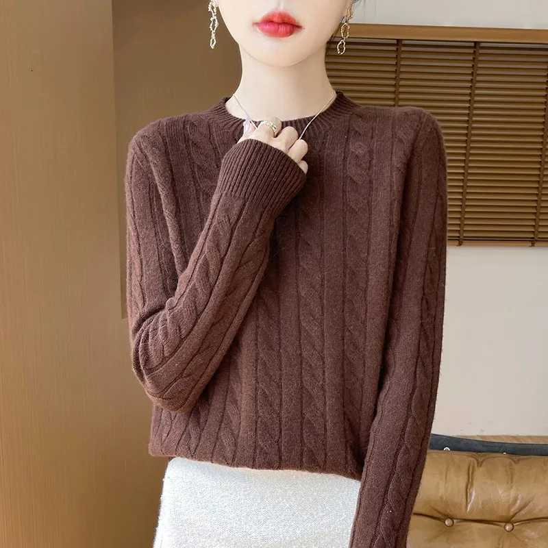 Womens Autumn And Winter 100 Merino Wool Knitted Sweater Firstline Ready To Wear Fashion Round Neck Sweater Warm Casual TopT251025