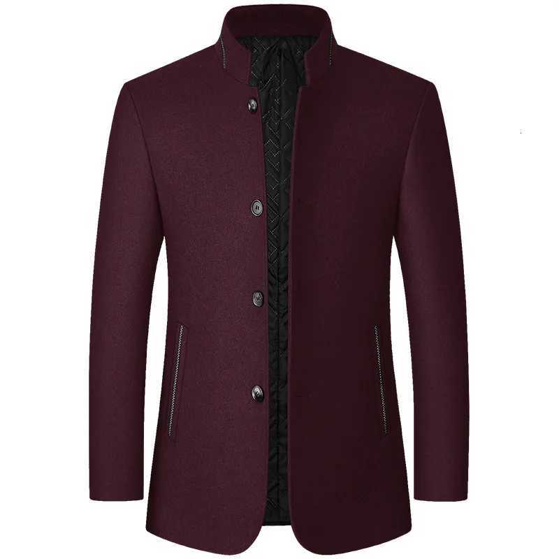 Mens Woolen Jacket Suit Standup Collar Middleaged Autumn and Winter Woolen Men JacketT251025