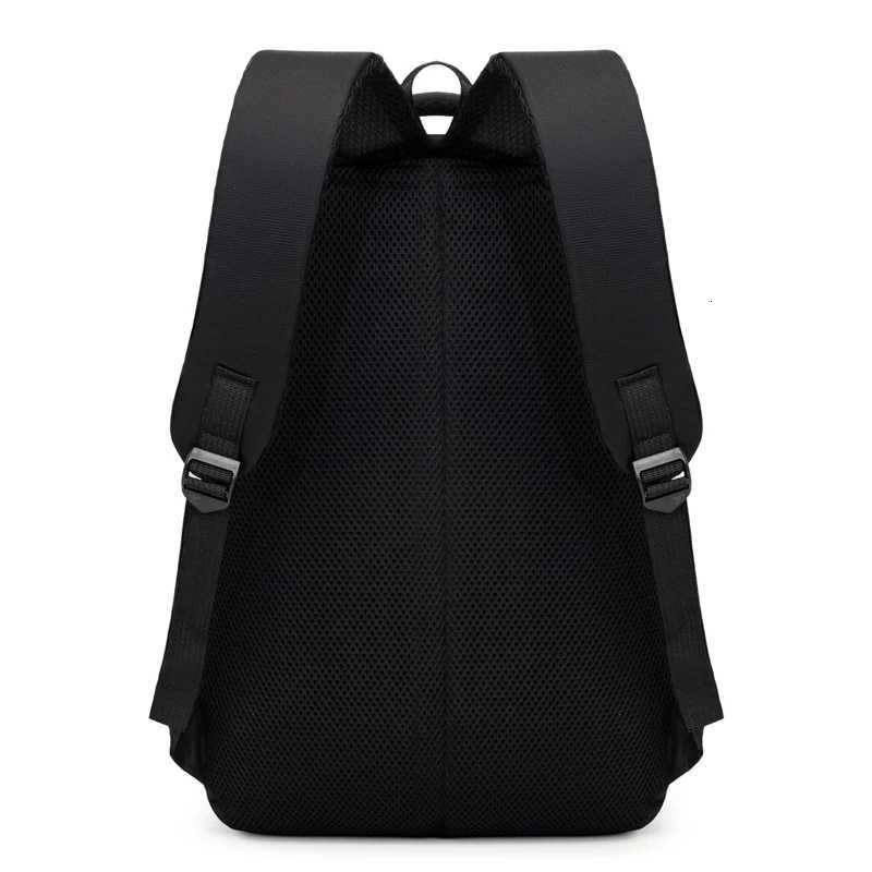 Mens Backpack large capacity black laptop bag adjustable strap and multiple compartments leisure travel bag W251025