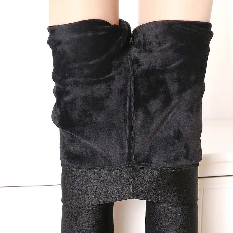 lady size XL high waist stretched cashmere leggings female autumn winter bright black legging step foot slim fit pencil pants 251018