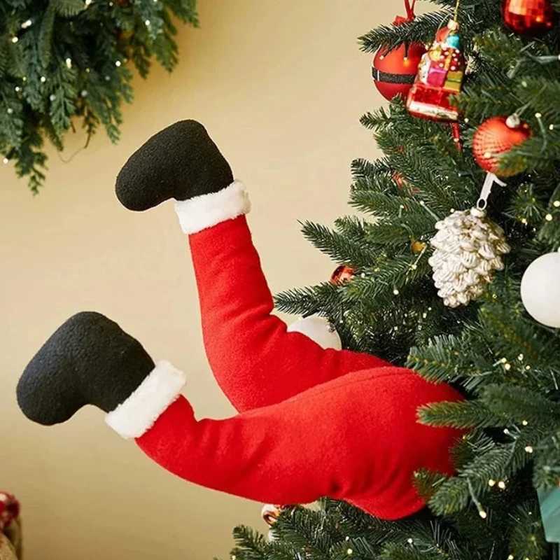 Santa Claus Elf Legs Plush Christmas Tree Hanging Ornament Festive Holiday Home Decor for Living Room C251024