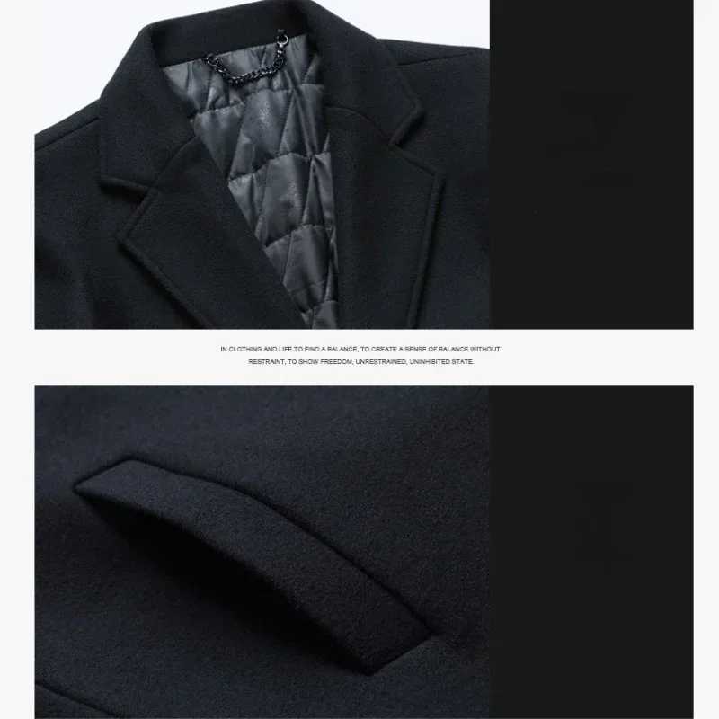 MRMT 2024 Brand New Wool Coat Mens Casual Long Coat Slim Solid Color Suit Windbreaker Men Outer Wear Clothing GarmentT251025