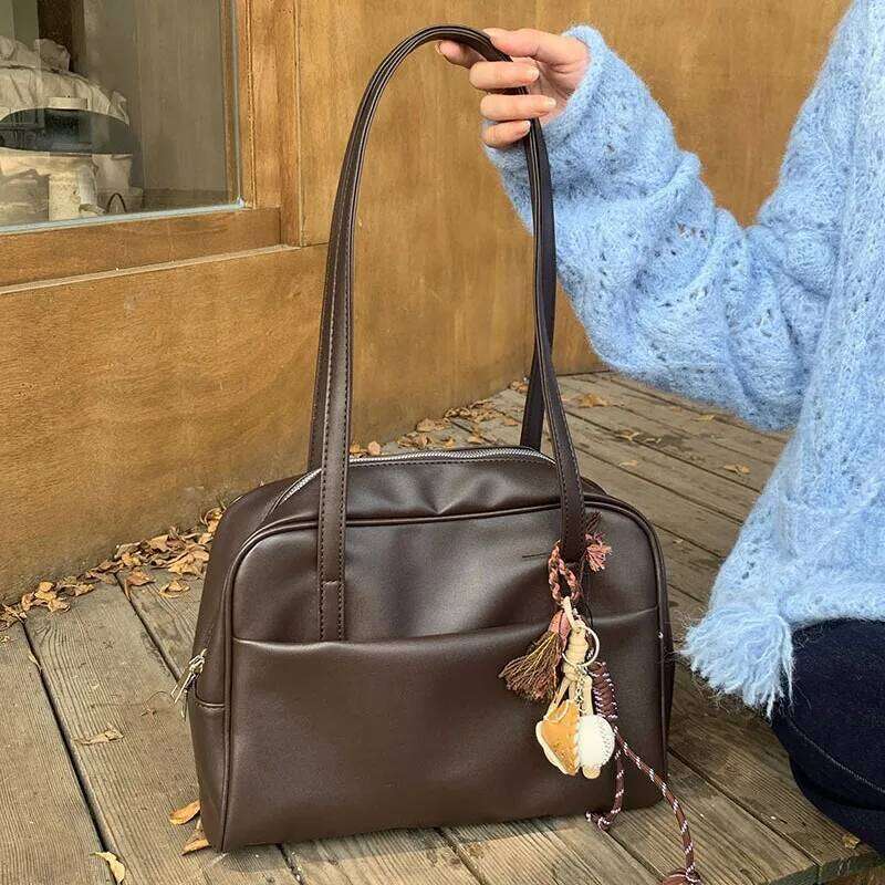 Korean Style Large Capacity Single Shoulder Women's Armpit Bags Versatile Vintage Underarm Autumn New Commuter Tote Bag 251023 1025