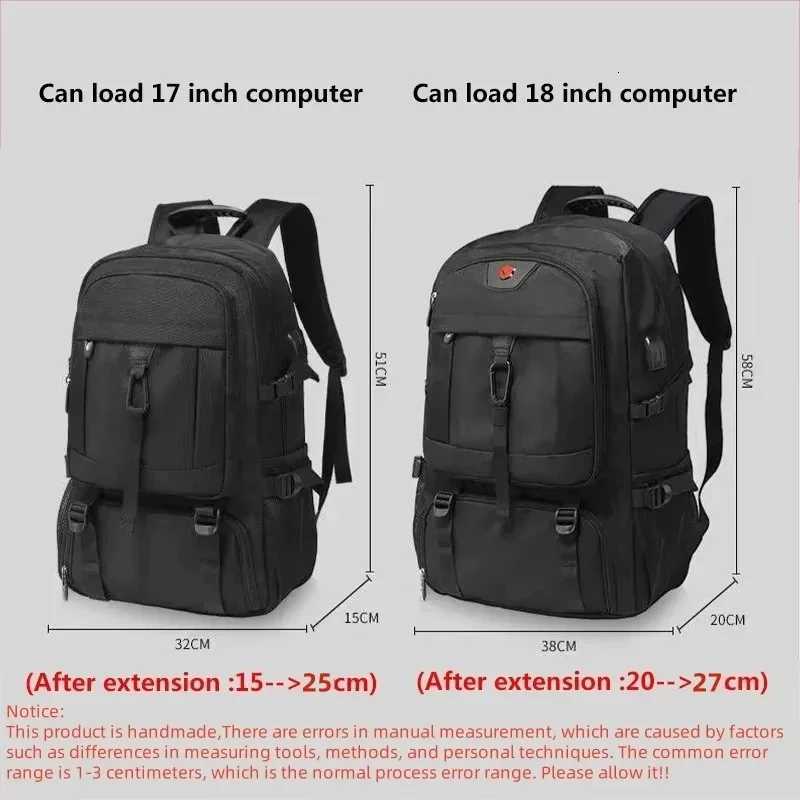 50L 80L Large Travel Backpack Men Separate Shoe Compartment Business Bag Outdoor Sports Waterproof Man Black Storage Backpacks W251025