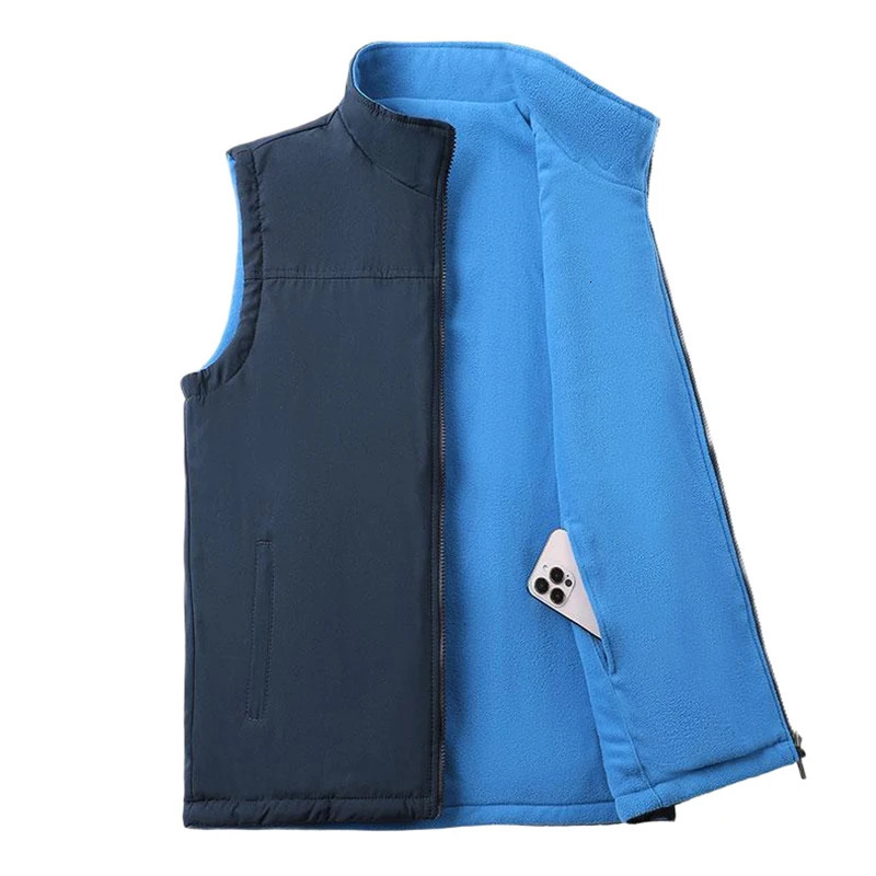 Winter Men Fleece Casual Fashion Sleeveless Vest Man Outdoor Warm Multi Pocket Vest Man Sherpa Thick Work Waistcoat Big Size 8XL 251020