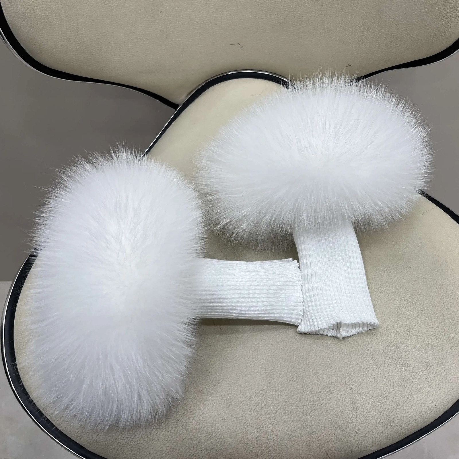 Fox Fur Cuffs For Wrist Fur Arm Wrist Winter Elastic Cuffs Warm Ladies Fox Fur Decoration For Shoes Thick Arm Sleeve 251023