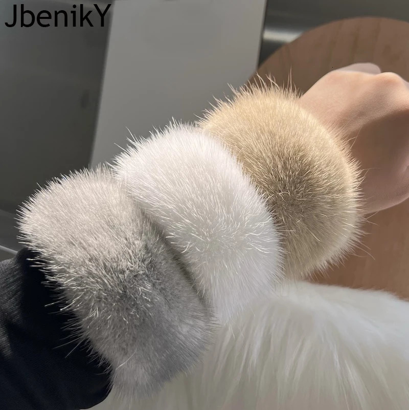 Mink Fur Cuffs Sex Hand Arm Warmers Natural Mink Fur Cuffs Wristbands Female Warm Rabbit Hair for Women Manga 251023