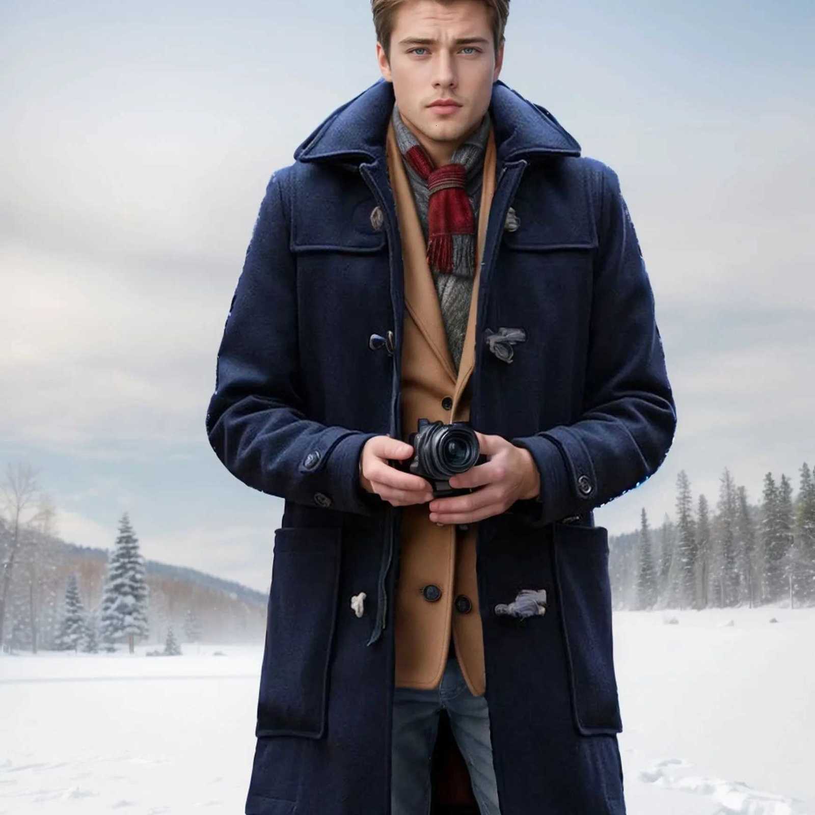 Mens Casual Singlebreasted Lapel Solid Color Overcoat in Midtolong Style for Autumn and Winter Trendy Coat Jacket SXXXLT251025